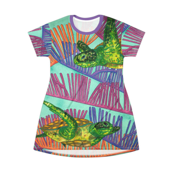 T-Shirt Dress, Ocean Current - Image 2