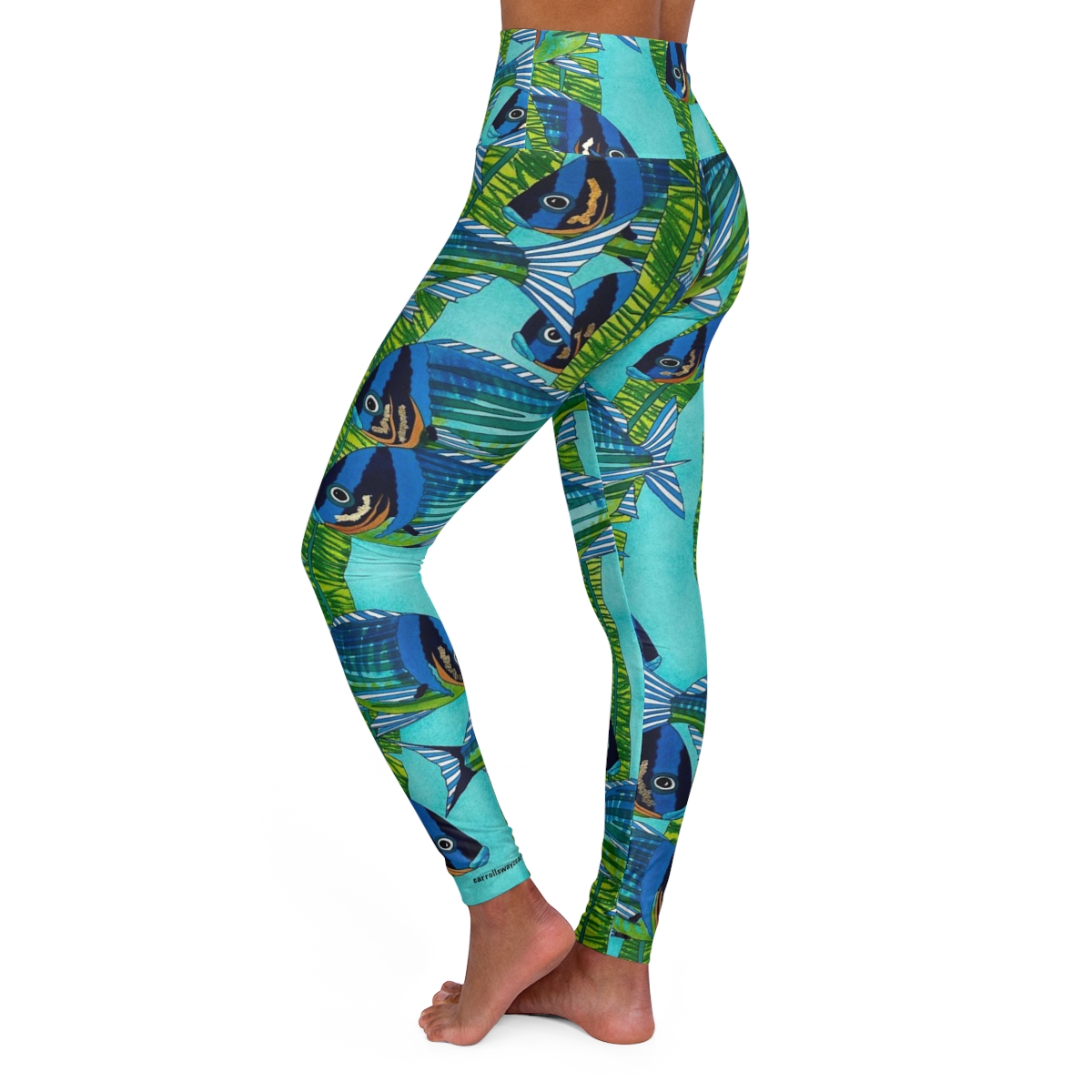 High Waisted Yoga Leggings, In School In Paradise – Carroll Swayze Art