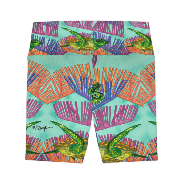 Women's Workout Shorts, Ocean Current - Image 2