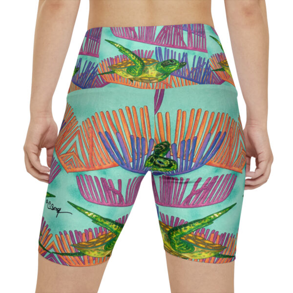 Women's Workout Shorts, Ocean Current - Image 4