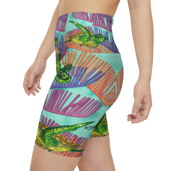 Women's Workout Shorts, Ocean Current - Image 5