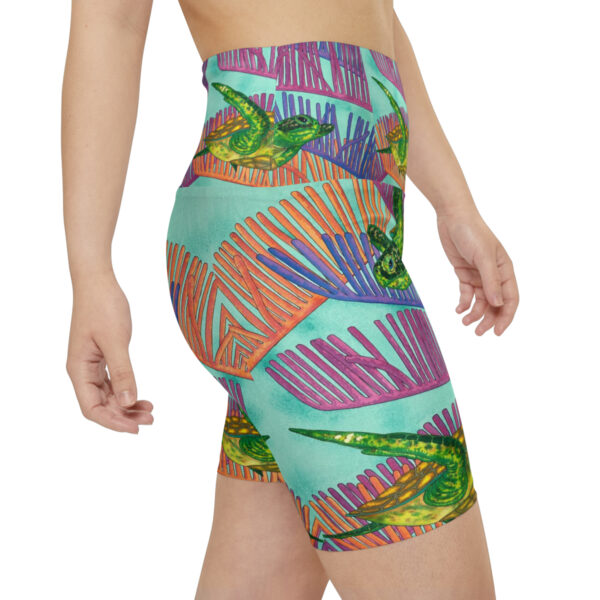 Women's Workout Shorts, Ocean Current - Image 6