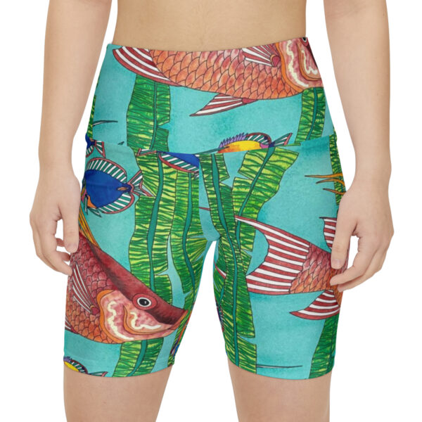 Women's Workout Shorts, Tropical Splendor - Image 3