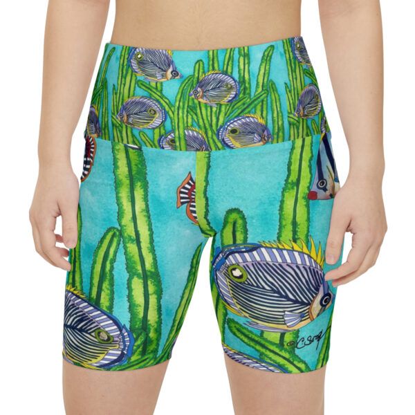 Women's Workout Shorts, Magic Garden - Image 3