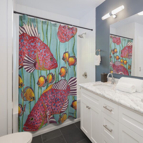 Original Shower Curtain design by © Carroll Swayze "Friends In Waves"