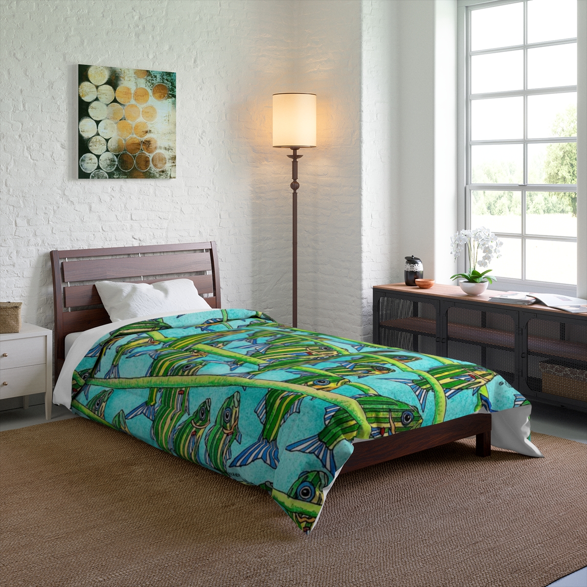 Original Twin Comforter design by © Carroll Swayze "Running With The Tide"